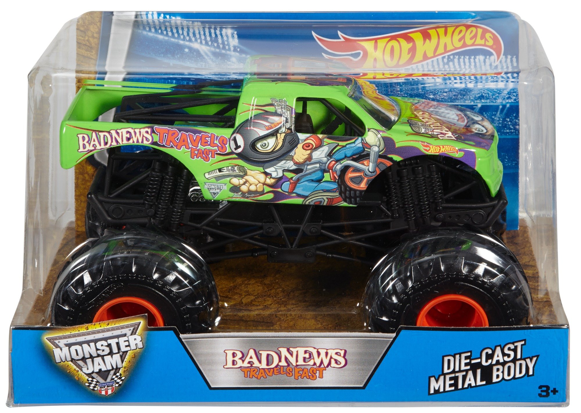 Amazon.com: Hot Wheels Monster Jam Bad News Travels Fast Truck
